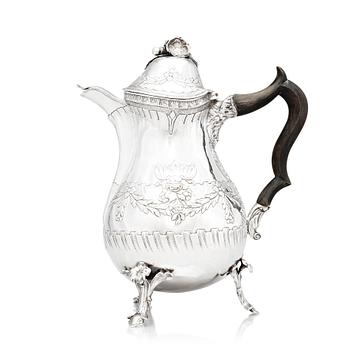 163. A Swedish 18th century silver coffee-pot, mark of Jacob Lampa, Stockholm 1777.