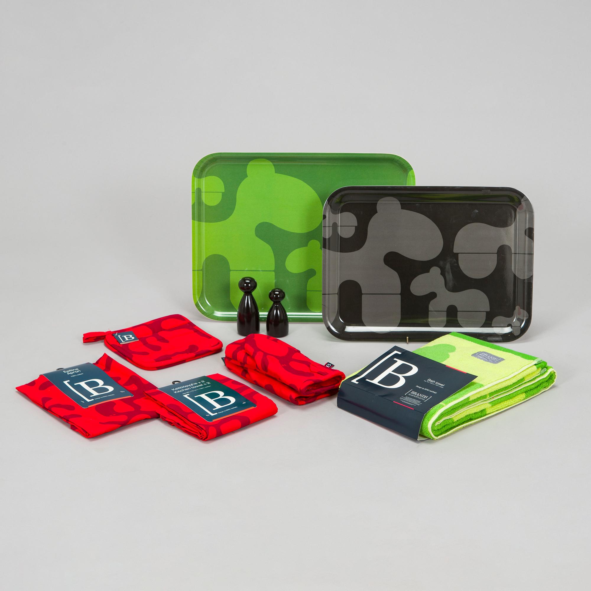 Eero Aarnio, erä kodintuotteita, 10 kpl, eri valmistajia.