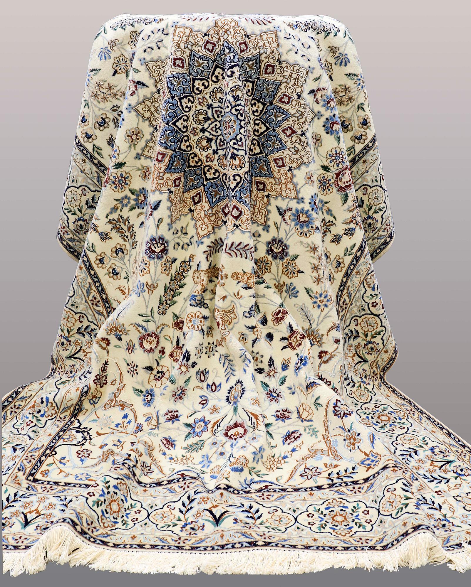 A CARPET, Nain part silk, so called 9 LAA, ca 307 x 210 cm.