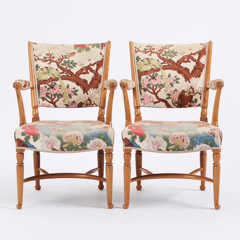 Josef Frank, a pair of armchairs, Svenskt Tenn, Sweden, model 725.