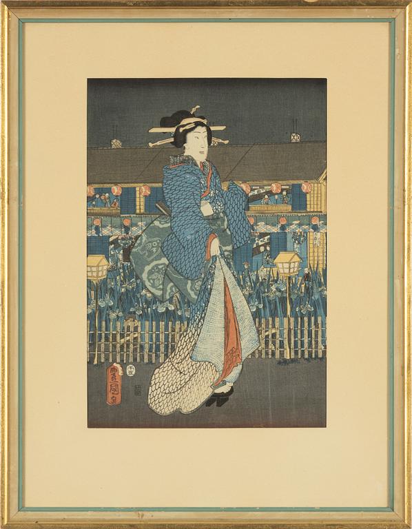 Utagawa Kunisada, a woodblock print in colours, mid 19th Century.