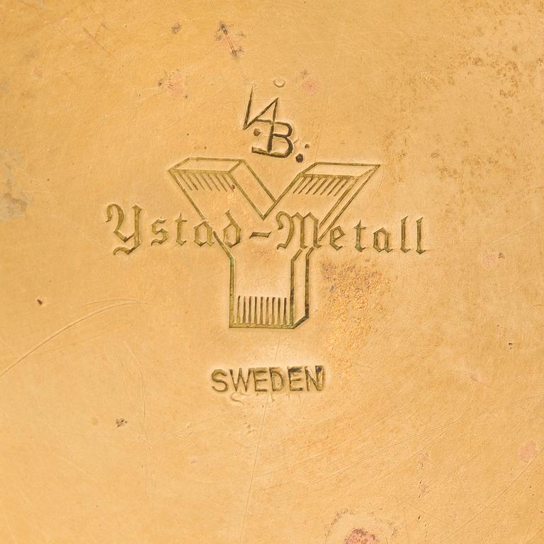 Six brass candle sticks "Liljan" by Ivar Ålenius-Björk for Ystad metall, second half of the 20th century.