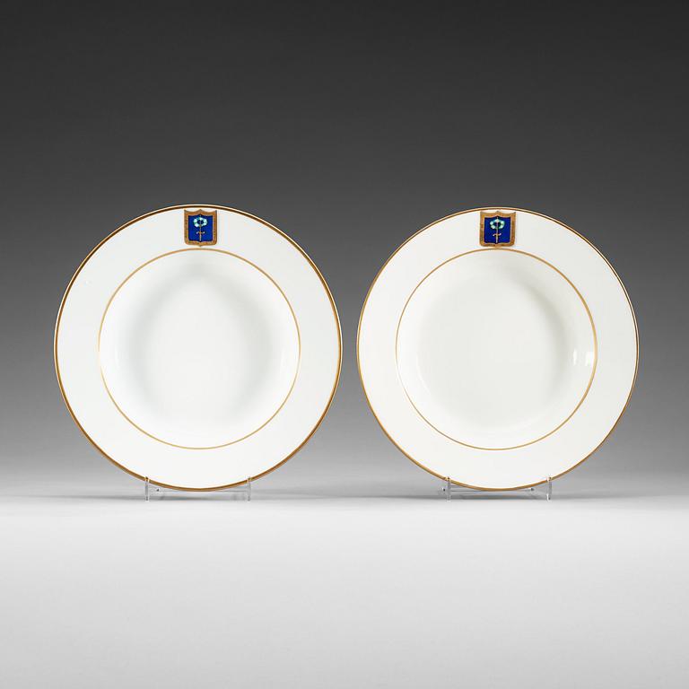 Two dishes from the Service for the Cottage Palace, Imperial Porcelain Manufactory Alexander III 1888, Nicholas II 1897.