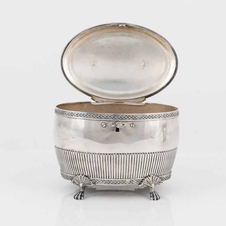 A silver Empire sugar box and creamer, Stockholm, Sweden, 1819-27.