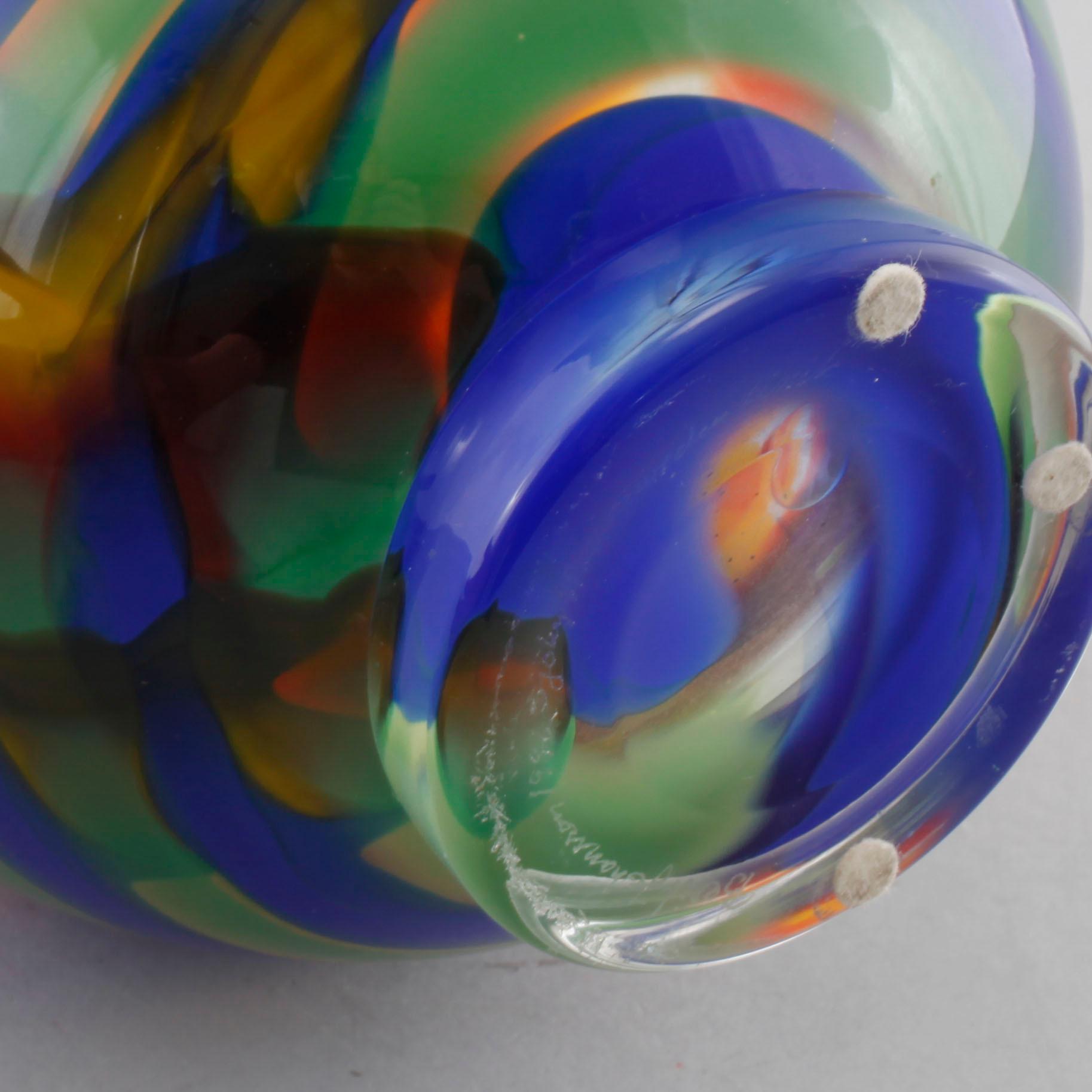 A glass vase by Berit Johansson for Sjöhyttan, signed and dated 1996.