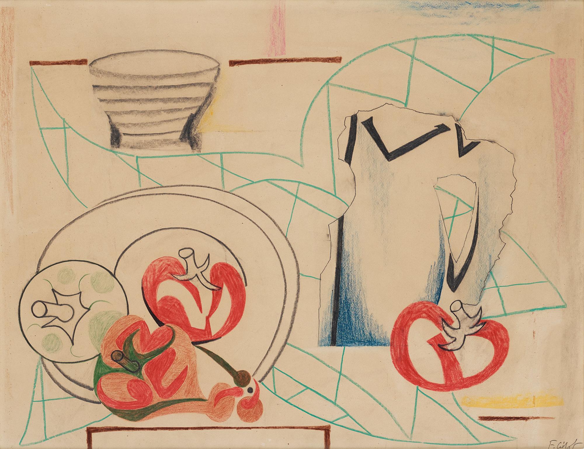 Françoise Gilot, "Etude pour tomates et poivrons".