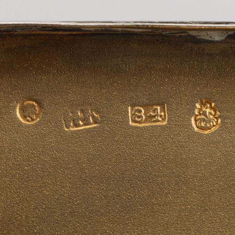 A Russian niello silver box mark of Moskow 1837 assay mark of Nikolaì Lukich weight ca 45 gr.Dubrovin, weight ca 44 gr.