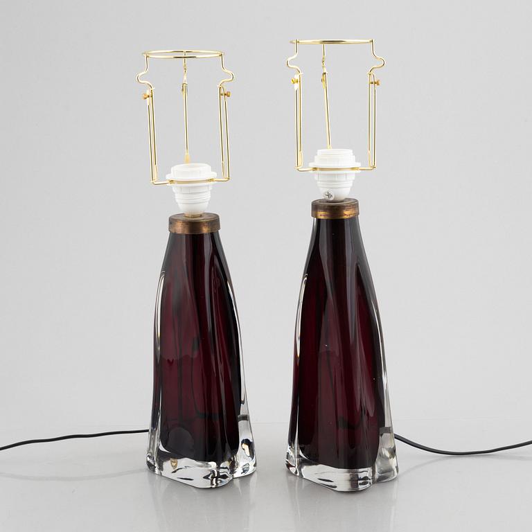 Carl Fagerlund, a pair of model "RD 1323" table lamps, Orrefors, Sweden.