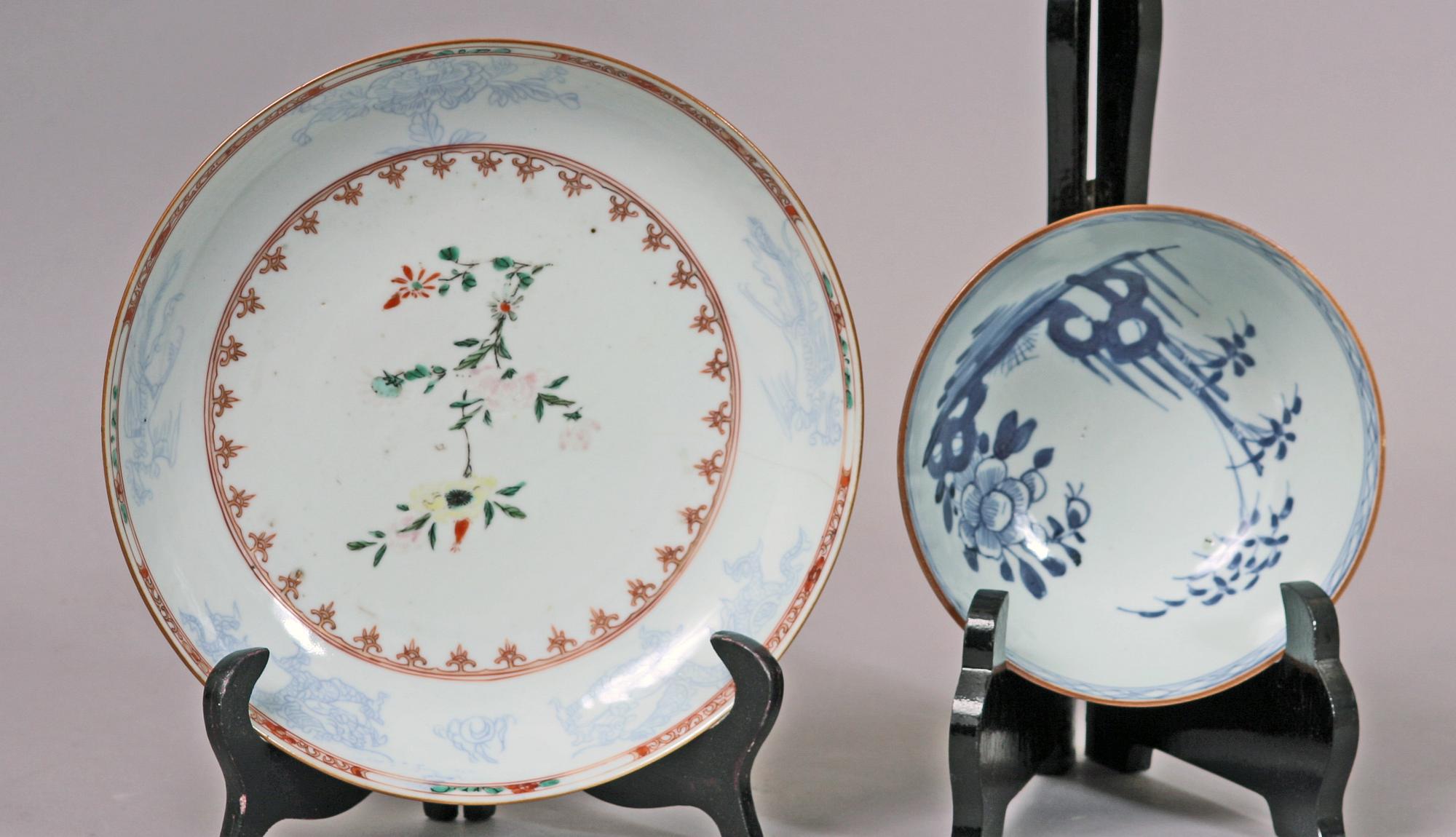 SKÅL och SKÅLFAT, porslin, Kina, 1700- resp 1800-tal.