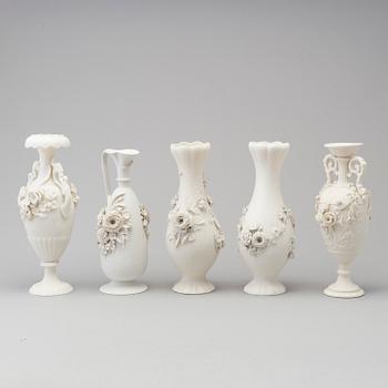 SIX PARIAN VASES, Gustafsberg, second half of the 19th century.