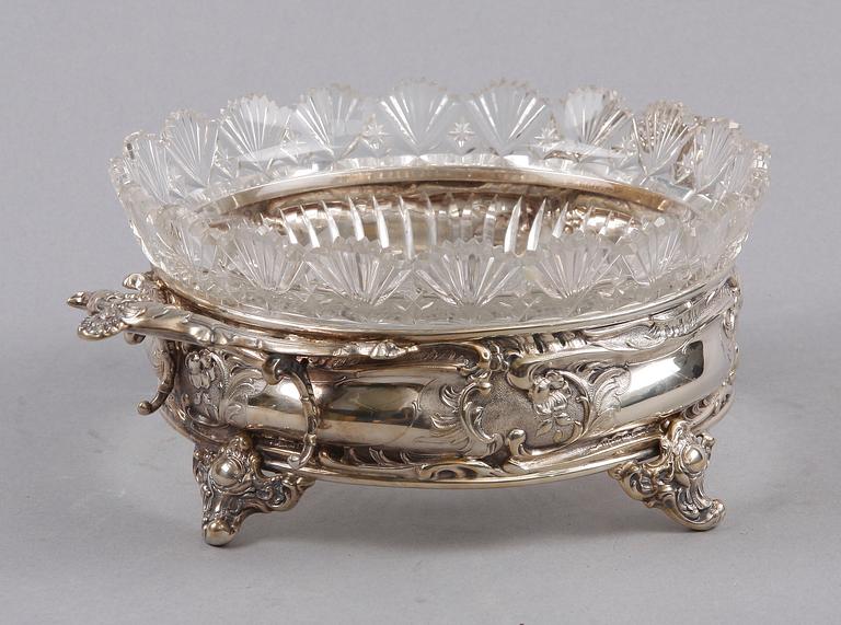 JARDINJÄR, silver, glas, nyrokoko, K. Andersson, Stockholm 1896.