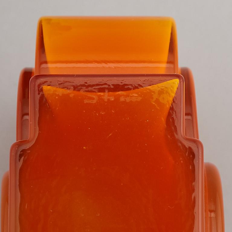 PO STRÖM, two glass vases, Alsterfors, signed and dated 1970.