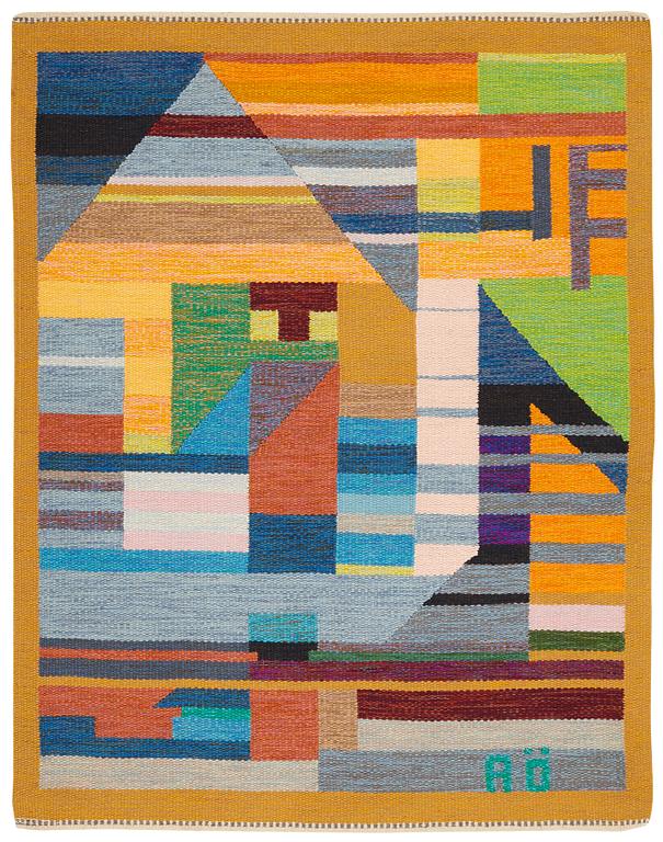 Agda Österberg, MATTA, rölakan, ca 160 x 125 cm, invävd signatur AÖ på framsidan och broderat AGDA ÖSTERBERG på baksidan.