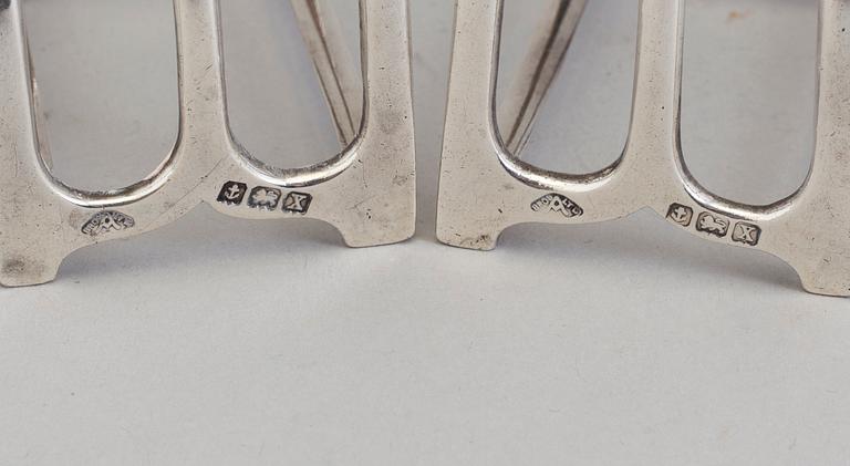 TOASTRACKS, one pair, silver, Adie Brothers, Birmingham, 1922.