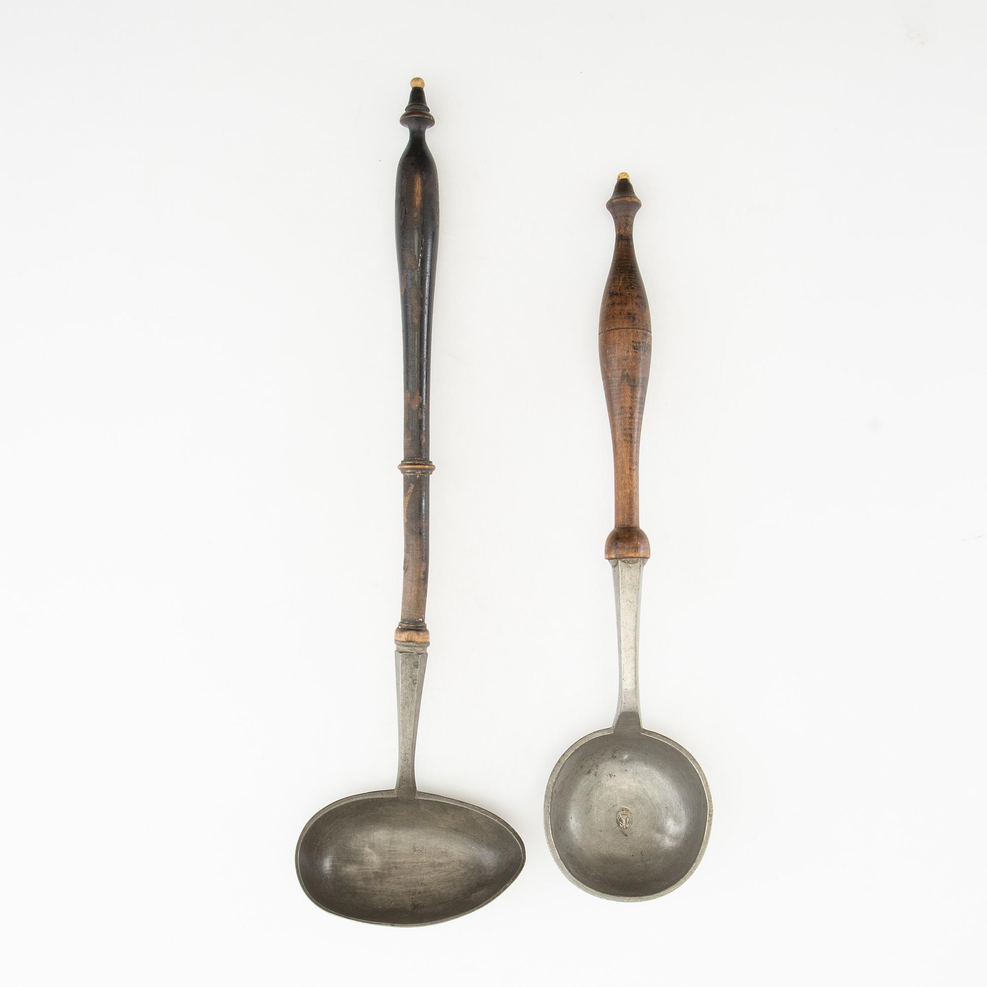 Bowl spoons/Soup spoons 2 pcs 19th century, tin.