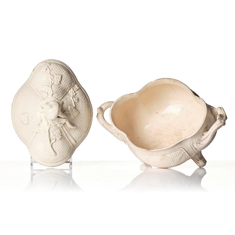 A Swedish cream ware tureen with cover, Marieberg, 18th century.