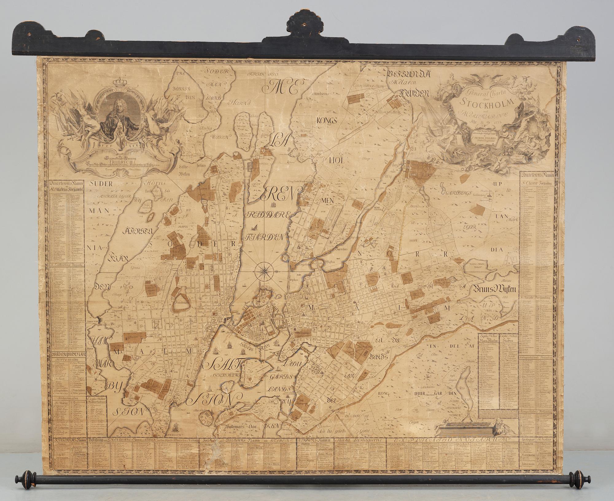 PETRUS TILLEAUS, karta, "General Charta Stockholm", 1733.