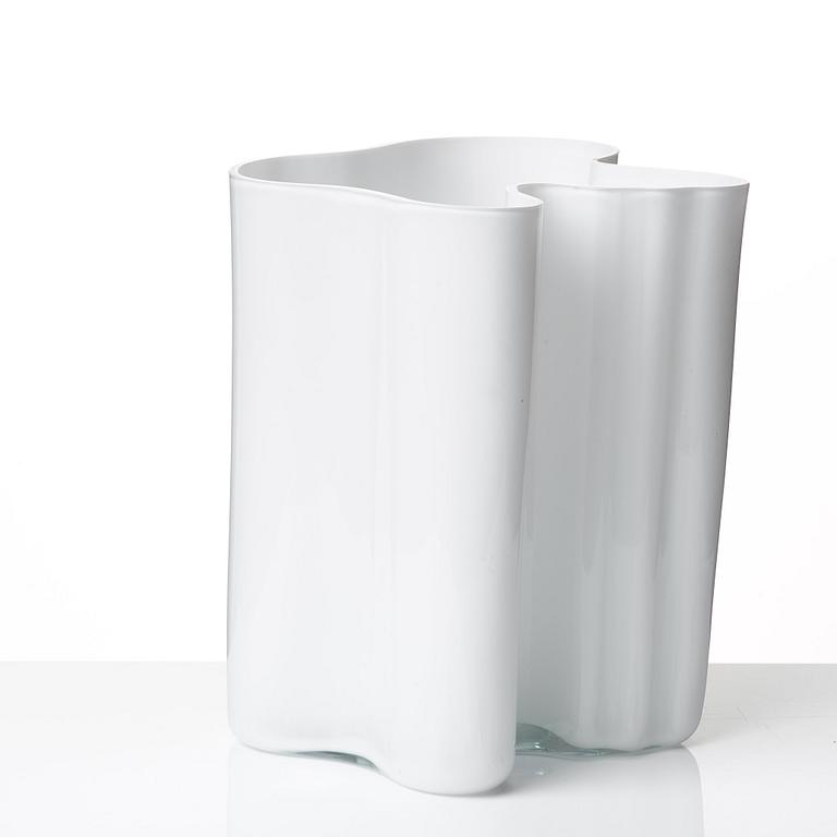 Alvar Aalto, a white mould blown glass vase, Iittala, Finland, model 3031.