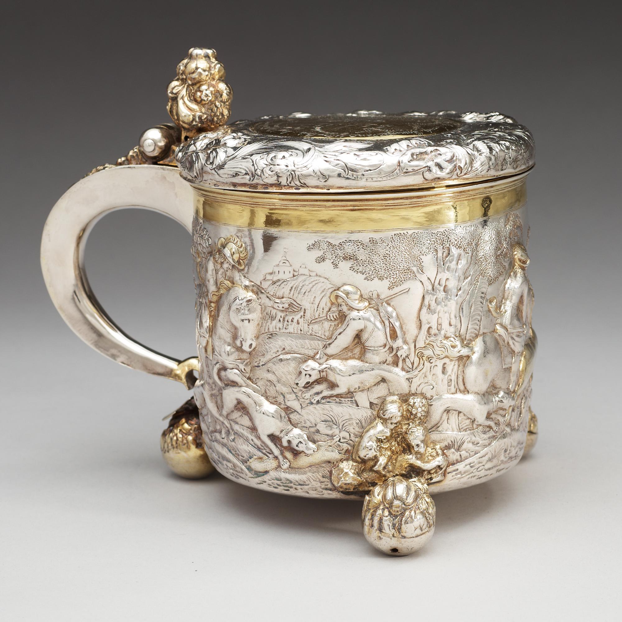 DRYCKESKANNA, av Johan Wefwer, (verksam i Linköping 1672-1705), daterad i gravyren 1673. Barock.