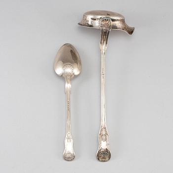 A Swedish 19th century  silver soup ladle and serving spoon, Stockholm 1853 and 1883.