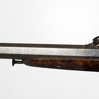 A piar of French percussion pistols, signed Aury, St. Etienne, 1850-80.