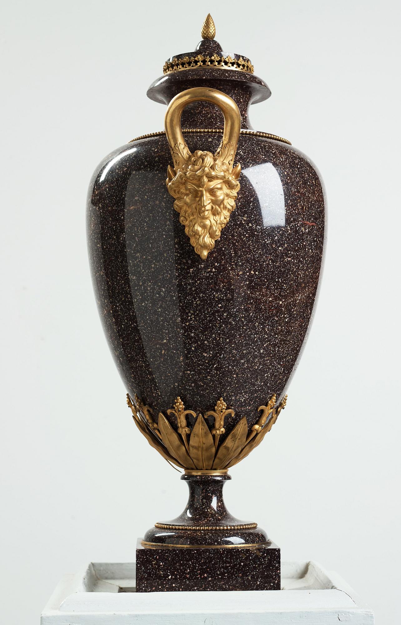 A late Gustavian circa 1800 porphyry and ormolu Vase by Court bronze chaser and gilder F.L. Rung (1758-1837) not signed.