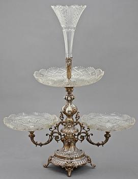 UPPSATSSKÅL, nysilver och glas, 1800-talets senare del.