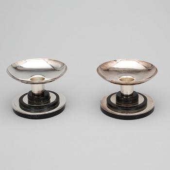 LJUSSTAKAR, ett par, silver, art deco, GAB Stockholm 1946.