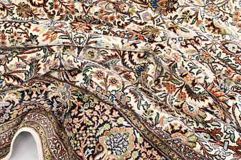 A silk carpet, Kashmir, approx. 252 x 245 cm.