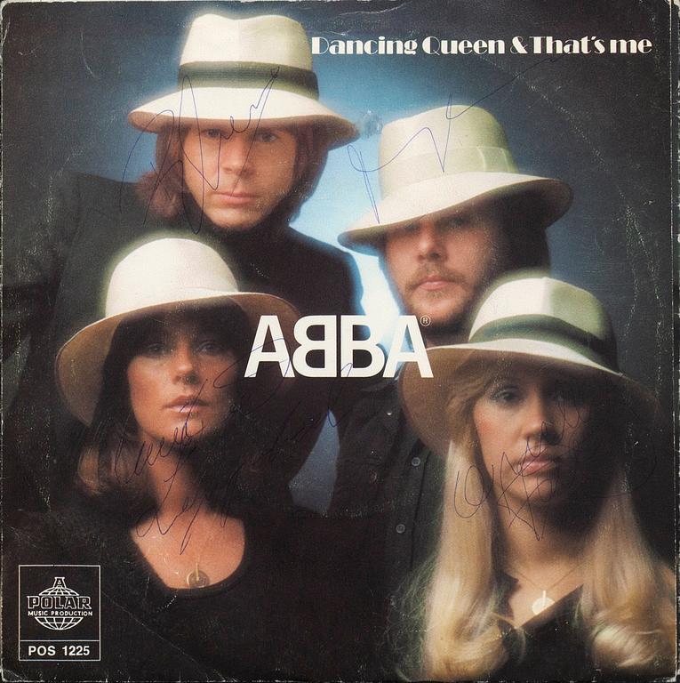 ABBA, single, Dancing Queen, with autographs, 1976.