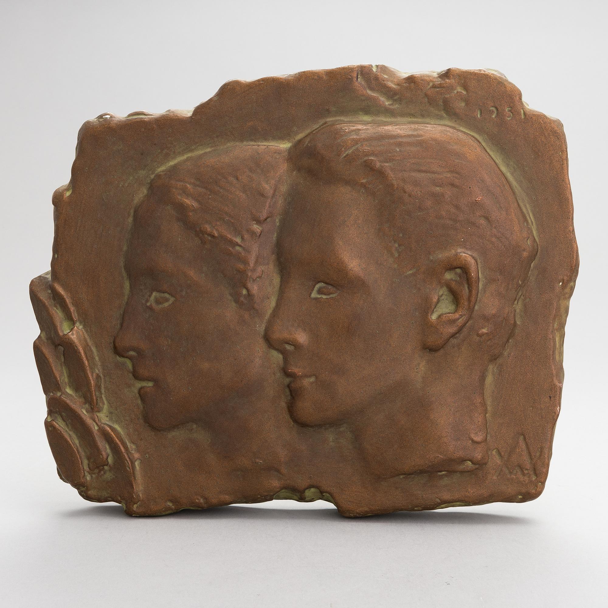 Wäinö Aaltonen, patinated plaster relief, signed and dated 1951.