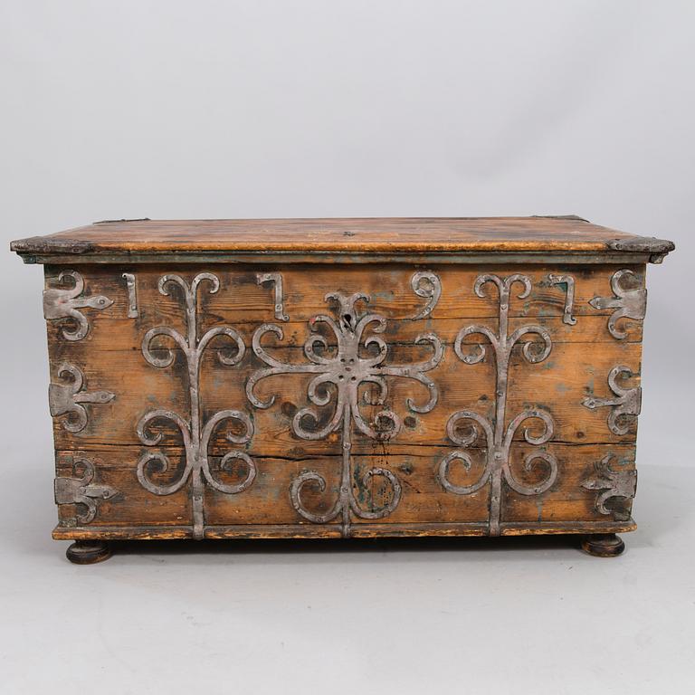 An 18th Century Wooden Chest.