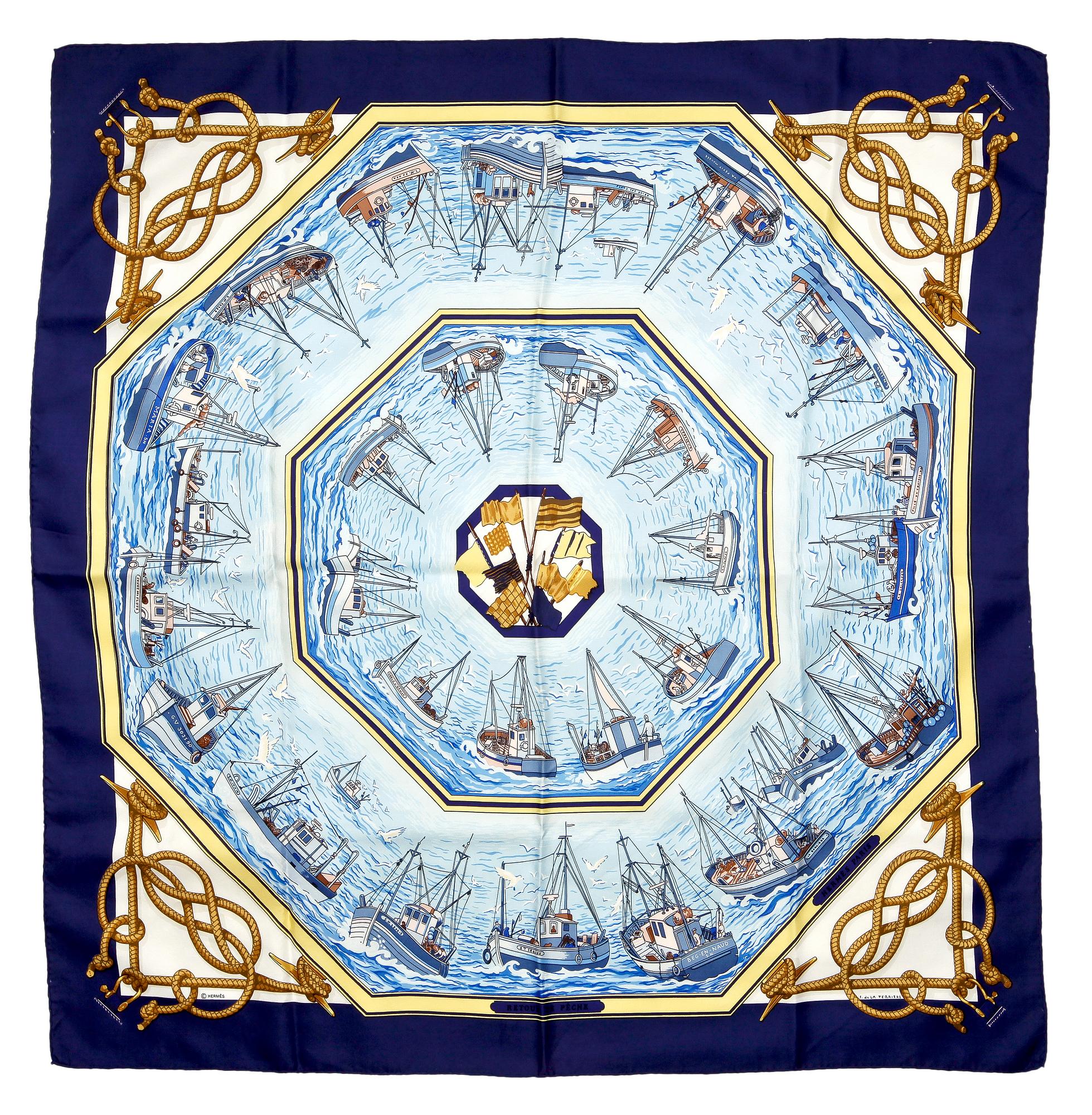 HERMÈS, scarf, "Retour de pêche".
