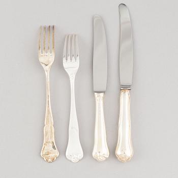 Bestickuppsättningar, 24+12 delar, silver, MEMA Guld & Silver, Lidköping 1977 och CG Hallberg, Stockholm 1959.