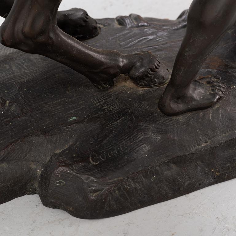 Guilliaume Coustou, after, a pair of bronze sculptures.