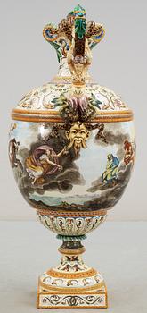 A large majolica 'Historismus' vase, late 19th Century.