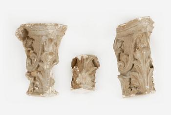 DEKORELEMENT, 6 st, gips, 1800/1900-tal.