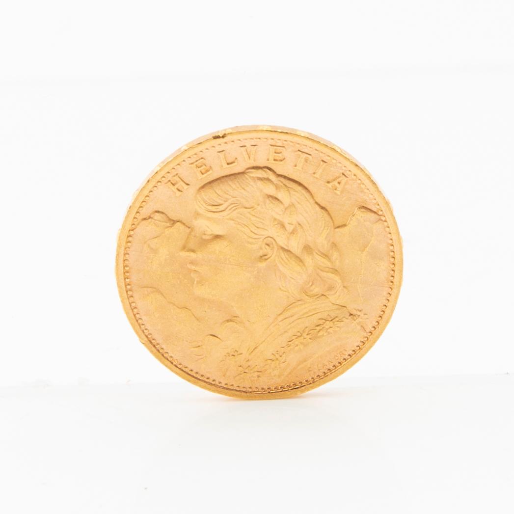 Gold coin 20 francs 1927 Switzerland.