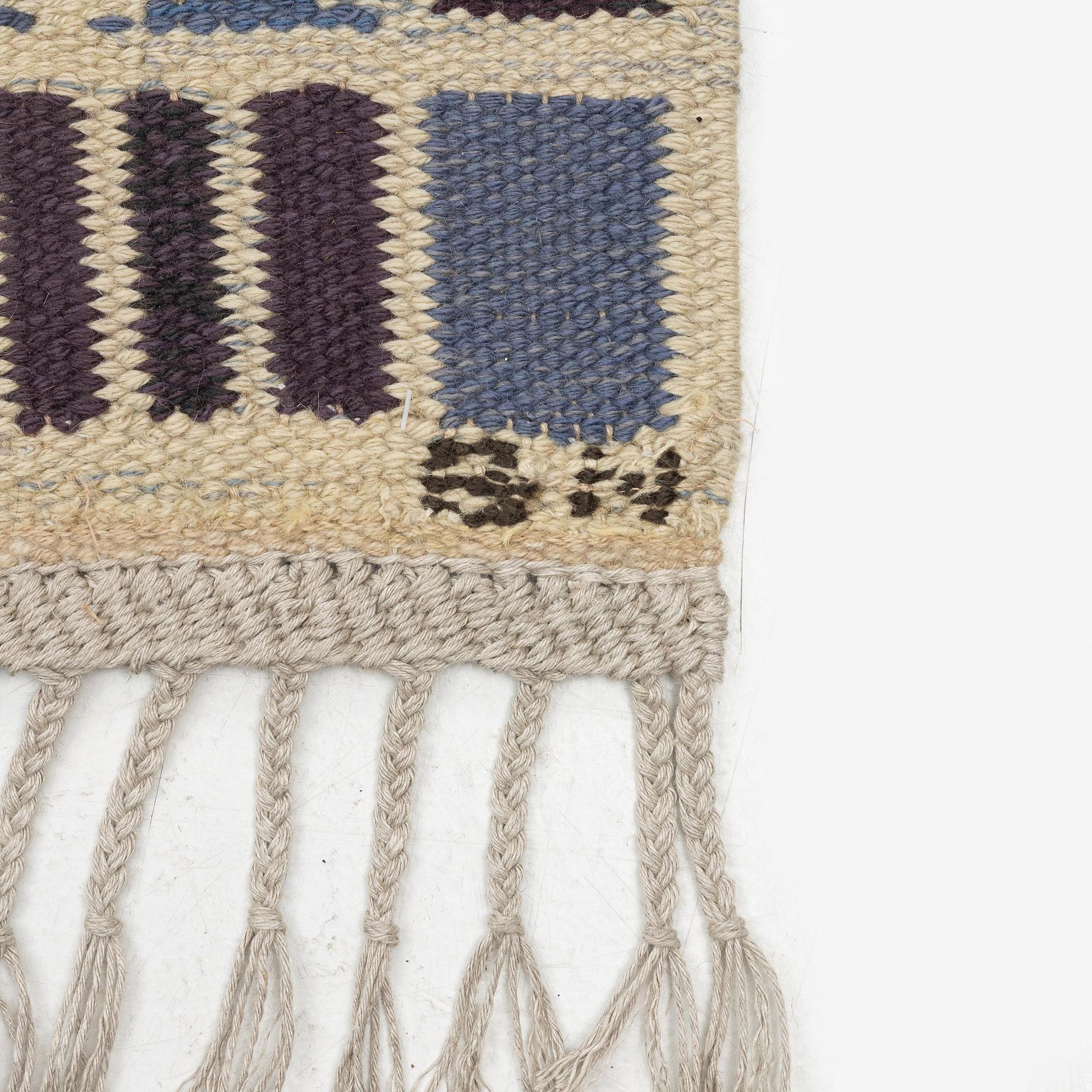 Barbro Nilsson, a runner, 'Salerno blå', flat weave, c. 419 x 122 cm, signed AB MMF.