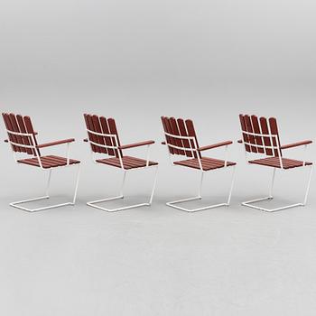 Four second half of the 20th century garden armchairs by Grythyttan stålmöbler.