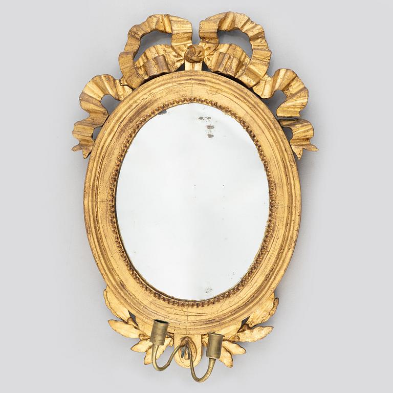 A Gustavian mirror wall sconce, late 18th Century.