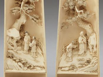 Two Chinese ivory wrist rests, early 20th Century.