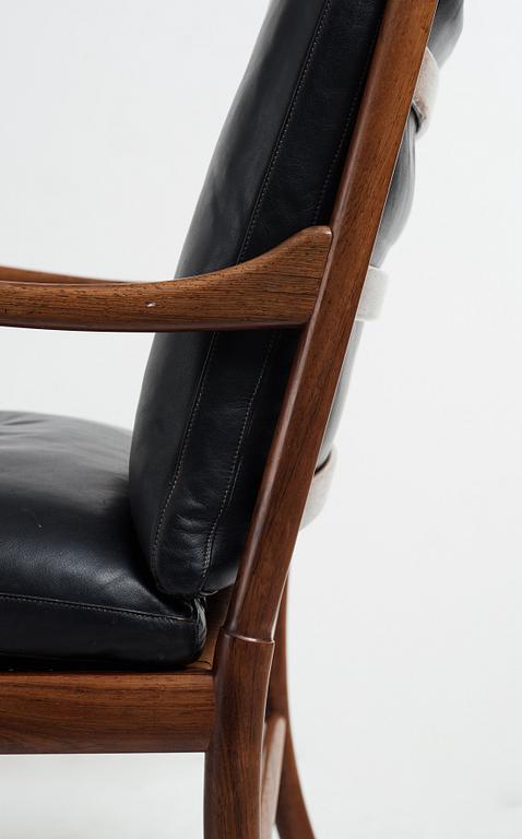 Ole Wanscher, a "Colonial Chair, PJ 149" easy chair and ottoman by Poul Jeppesen, Denmark, 1950-60's.