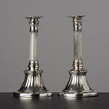 A matched pair of Gustavian late 18th century candlesticks.