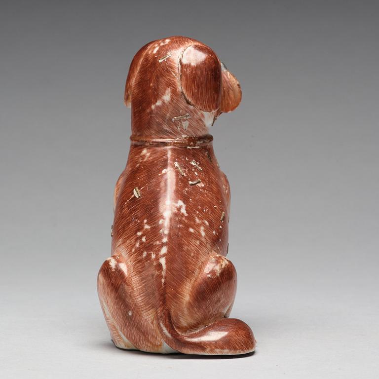 A Chinese porcelain figure of a pug dog, Qing dynasty, Qianlong (1736-95).