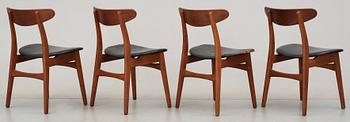 HANS J WEGNER, stolar, 4 st "CH-30", Carl Hansen & Son, Danmark 1950-60-tal.