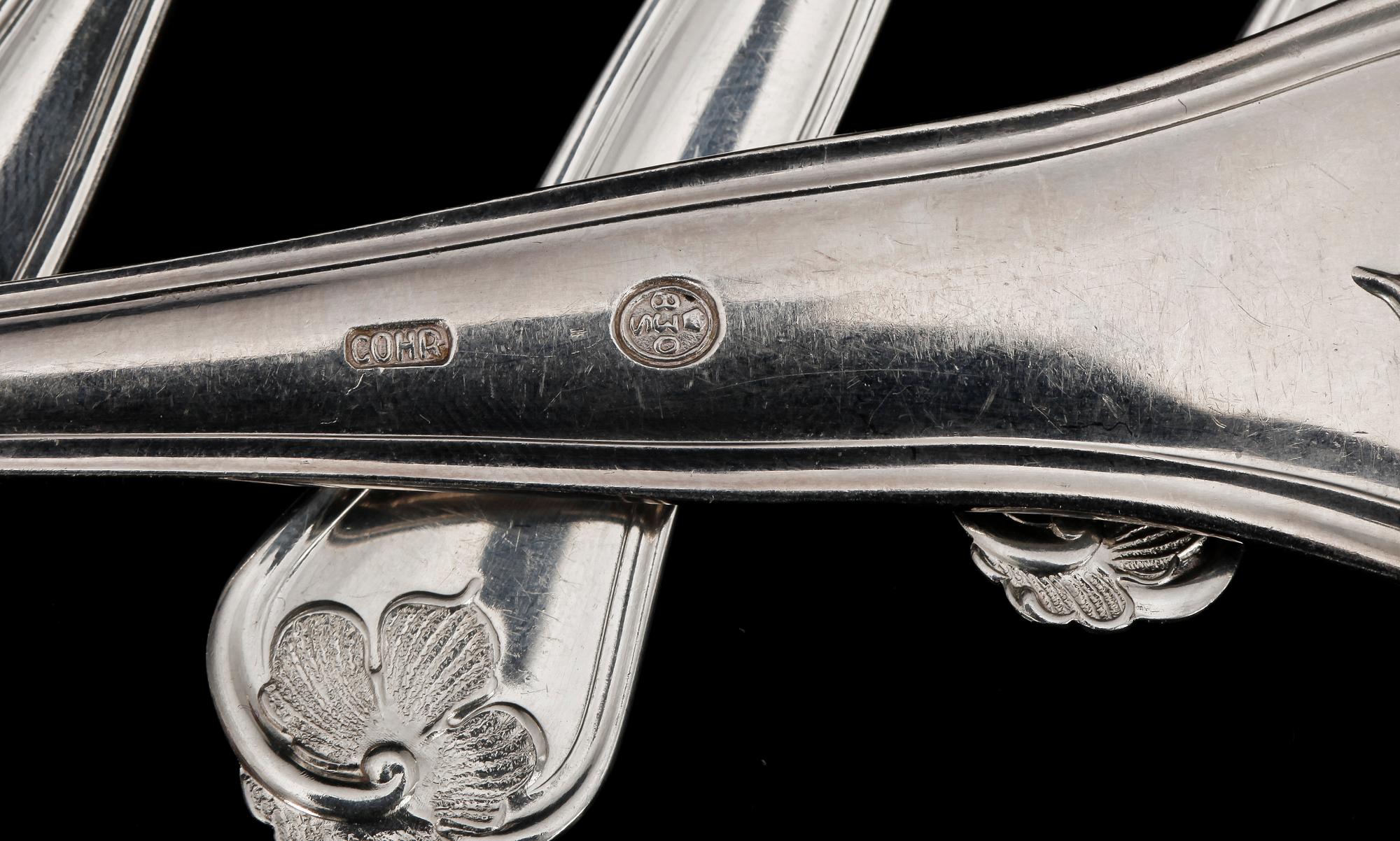 BESTICKSERVIS, 100 delar, silver. Cohr, Köpenhamn, Danmark. 1950-tal. Vikt: 3400 g.