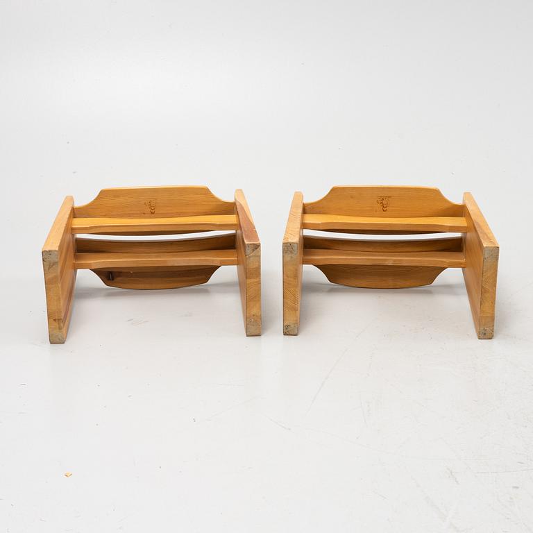 Gilbert Marklund, a pair of 'Jonte' pine stools, Furusnickarn, Sweden.