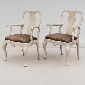 KARMSTOLAR, 1 par, barockstil, 1900-talets andra hälft.