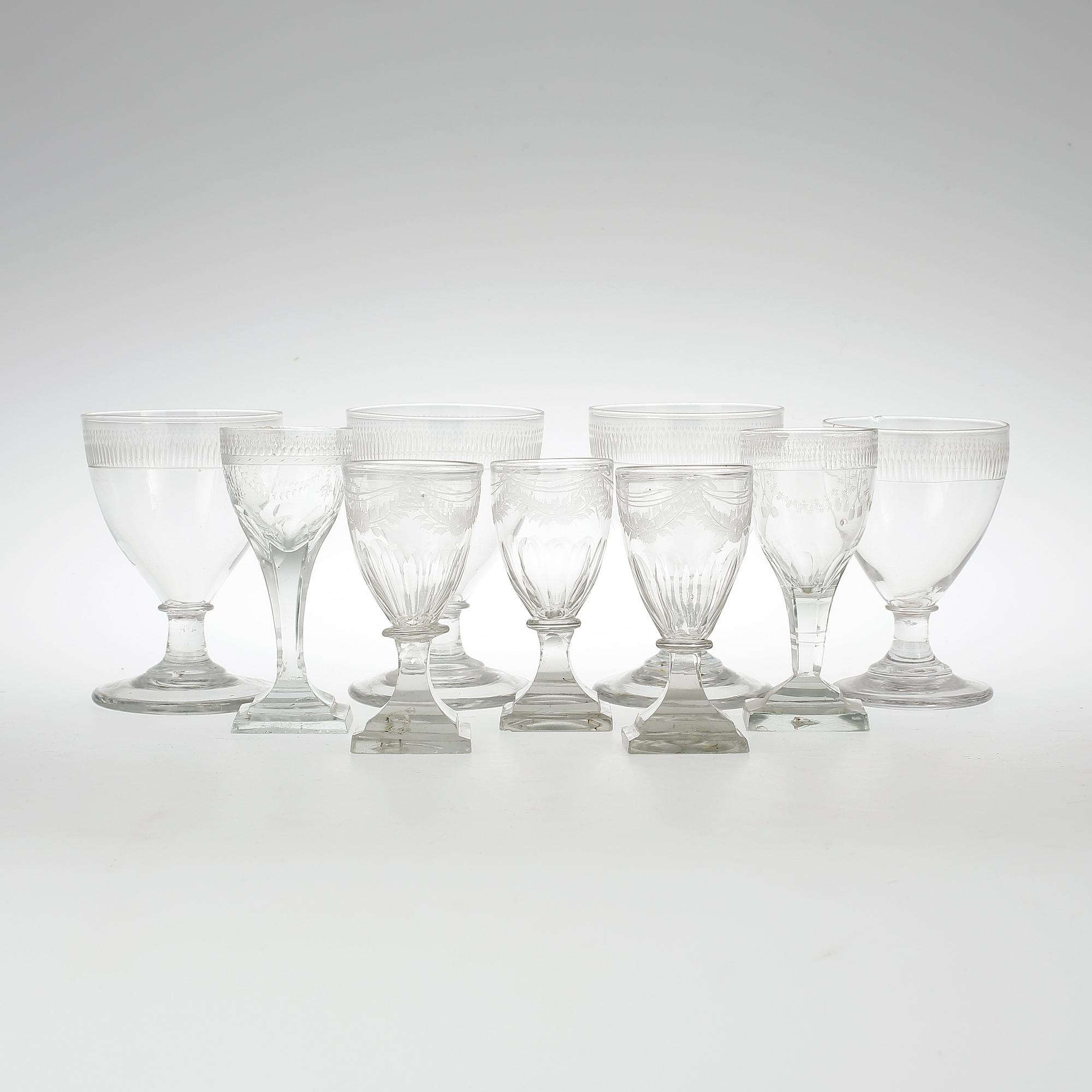 VINGLAS, 4+3+1+1, empire, 1800-talets första hälft.